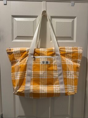Hawaii's Finest Yellow Plaid Tote with Cream Straps